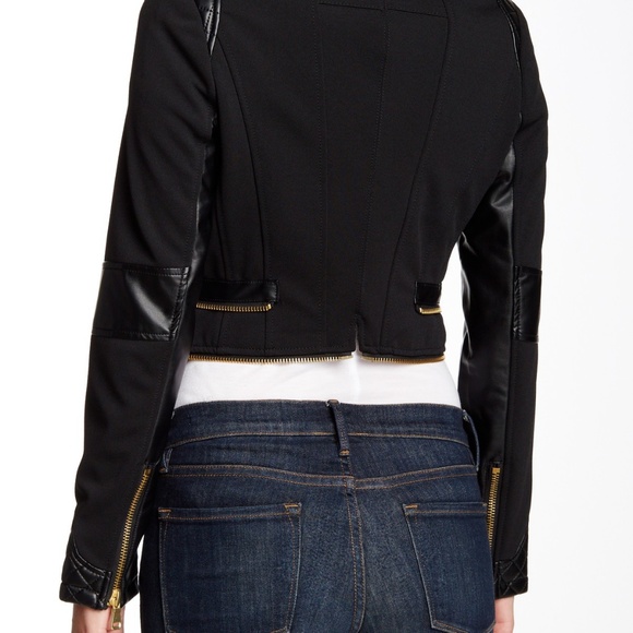 FILLMORE Zip Peplum Moto Blazer Jacket Topper NEW Black/Gold Womens CHIC  HP🎉 - Picture 8 of 12